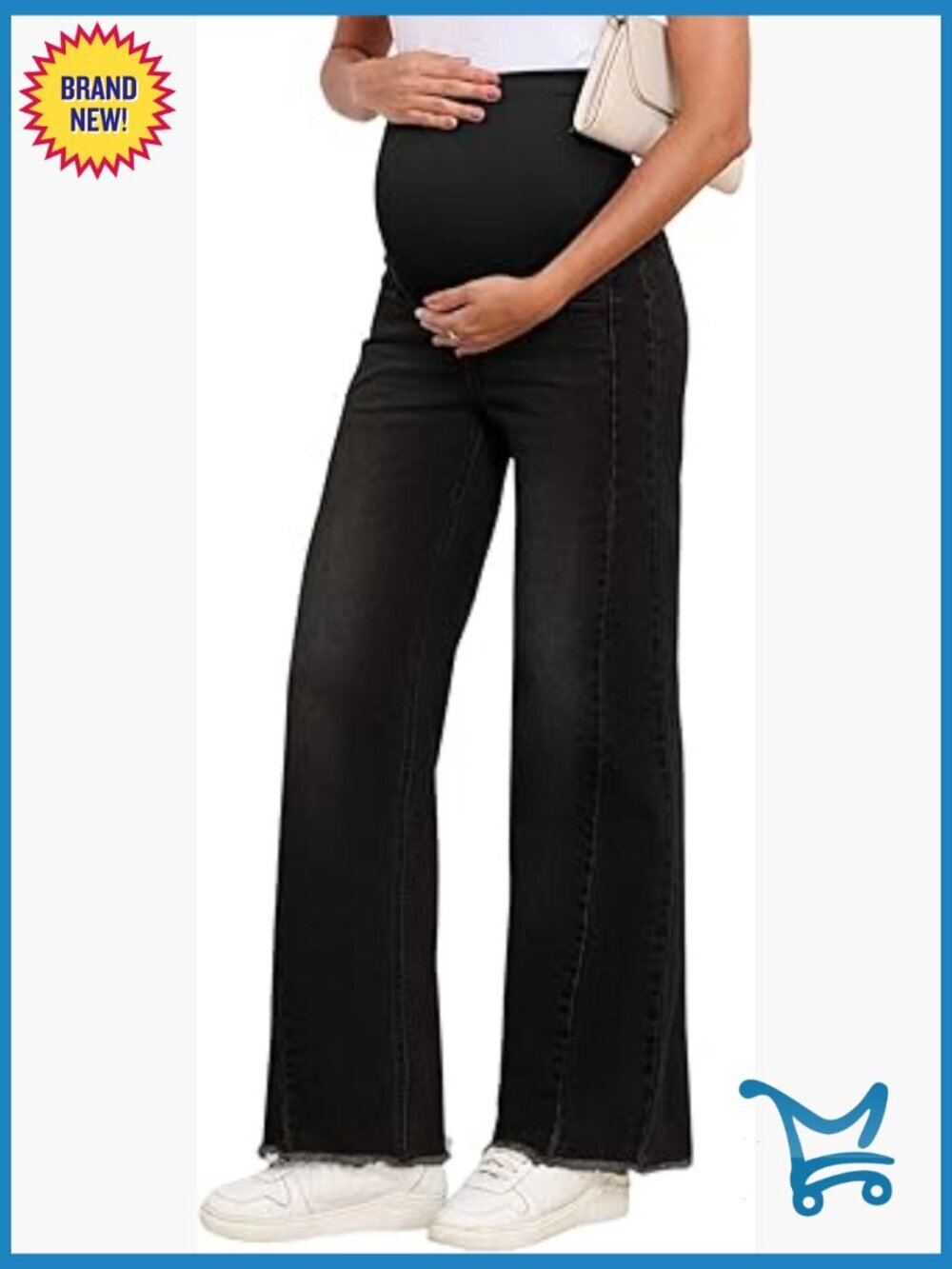 Straight Leg Maternity Jeans Ripped Boyfriend Stretchy Denim